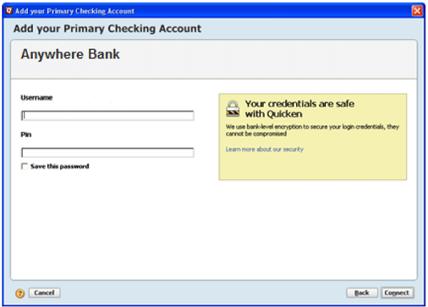 does quicken for mac support bank logins with secure token